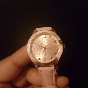 Rose gold watch with pastel pink wristband